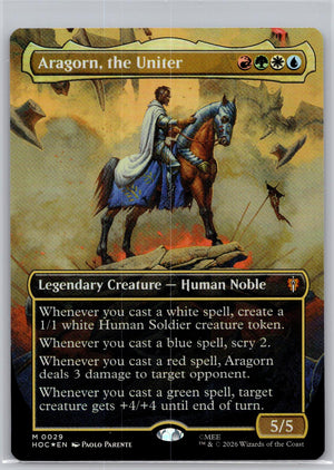 Aragorn, the Uniter (Borderless) The Hobbit: Eternal-Legal M:TG Foil NM