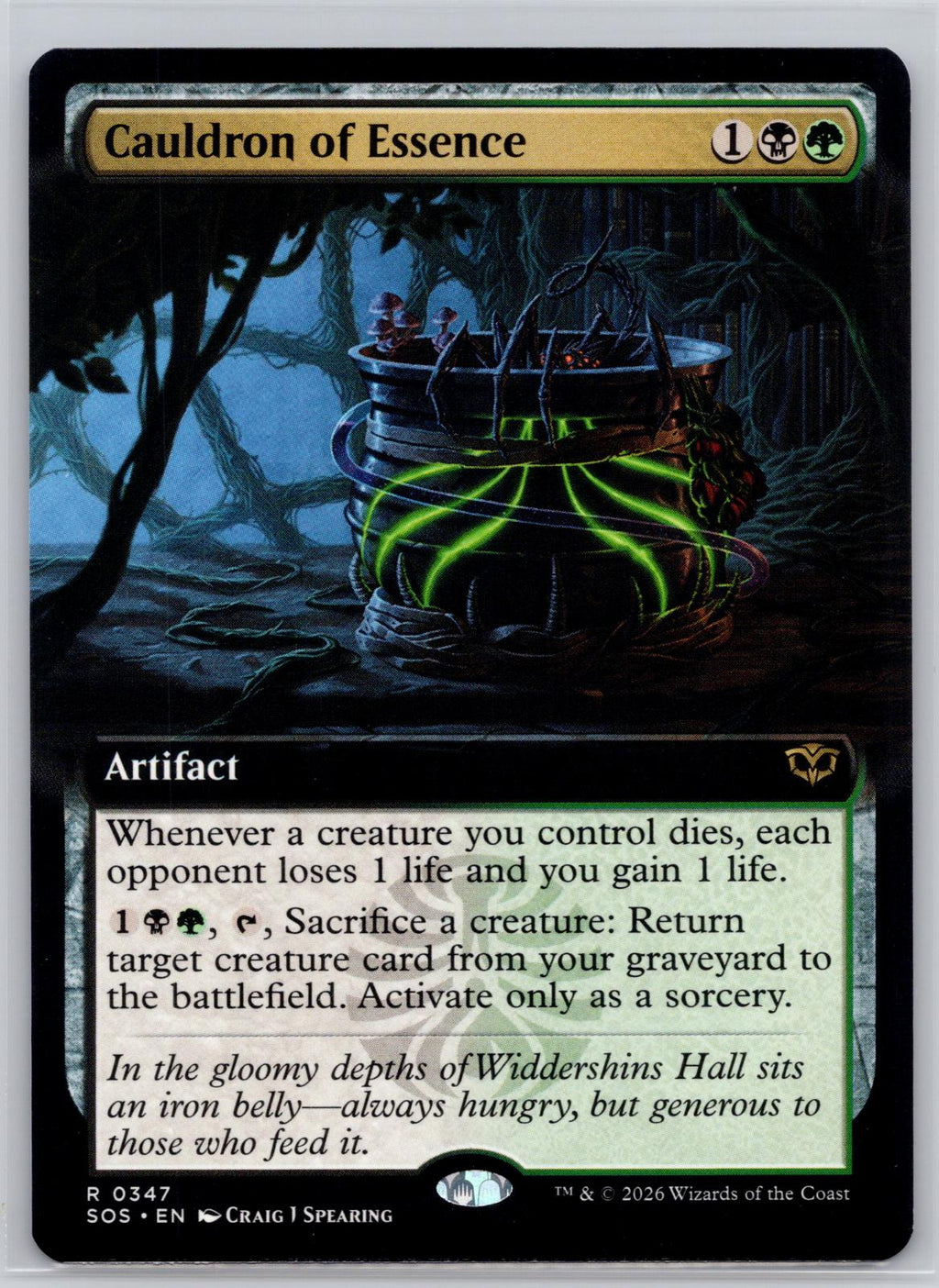 Cauldron of Essence (Extended Art) Secrets of Strixhaven Magic: The Gathering NM