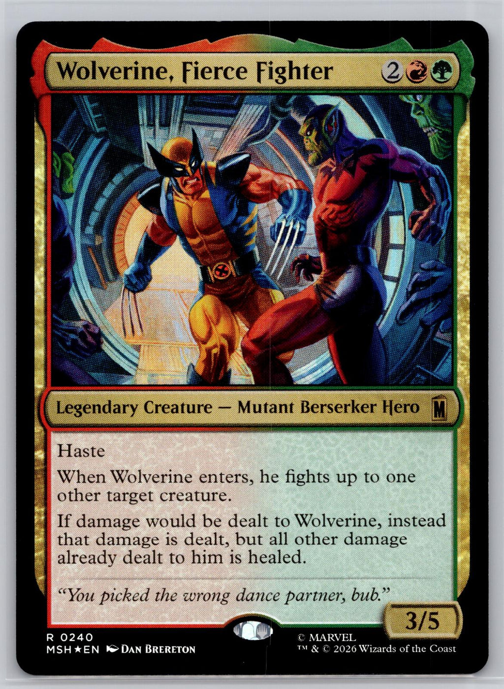 Wolverine, Fierce Fighter Marvel Super Heroes Magic: The Gathering Foil NM