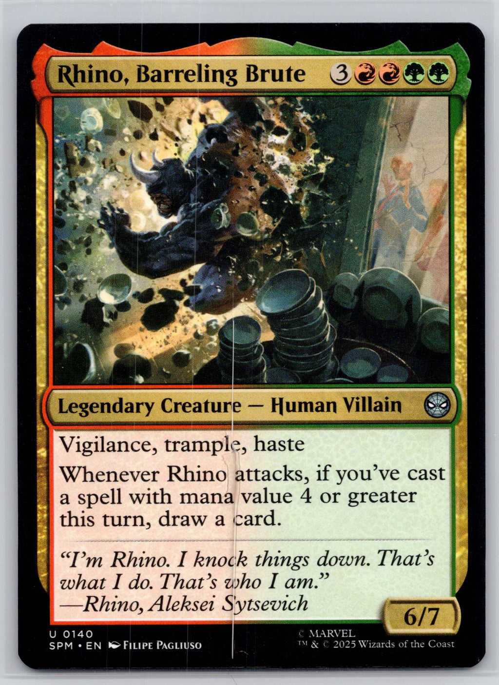 Rhino, Barreling Brute Marvel's Spider-Man Magic: The Gathering Near Mint