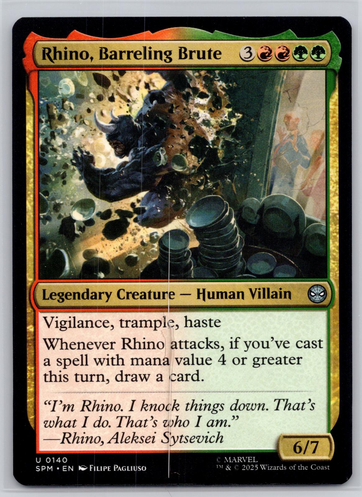 Rhino, Barreling Brute Marvel's Spider-Man Magic: The Gathering Near Mint