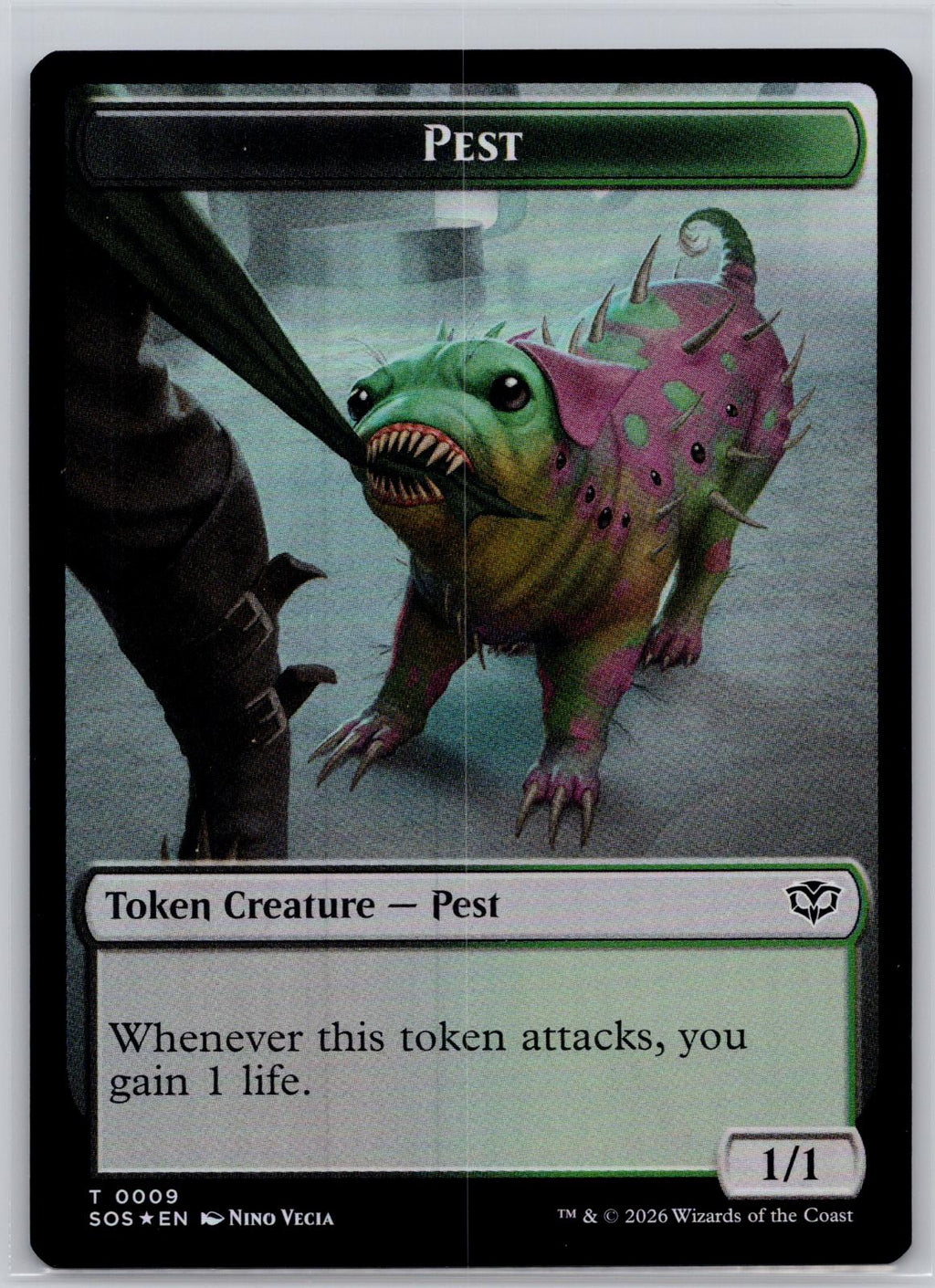 Fractal (0005) // Pest (0009) 2-Sided Token Secrets of Strixhaven M:TG Foil NM