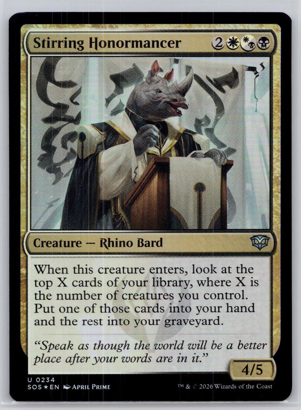Stirring Honormancer Secrets of Strixhaven Magic: The Gathering Foil Near Mint