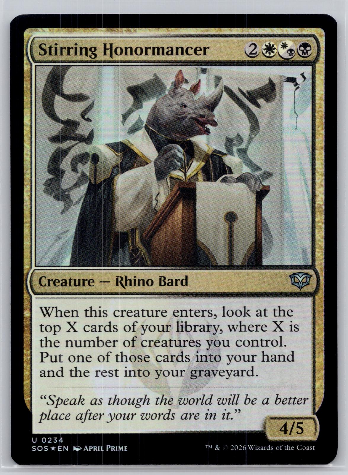 Stirring Honormancer Secrets of Strixhaven Magic: The Gathering Foil Near Mint