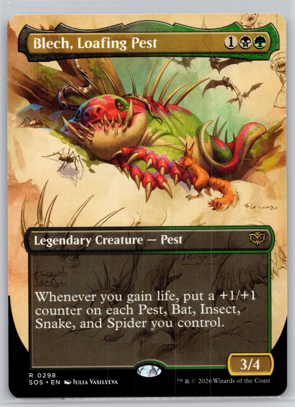 Blech, Loafing Pest (Borderless) Secrets of Strixhaven Magic: The Gathering NM