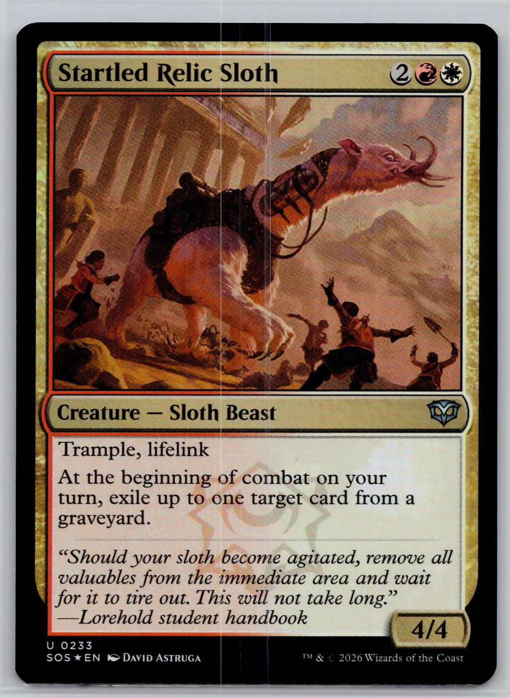 Startled Relic Sloth Secrets of Strixhaven Magic: The Gathering Foil Near Mint