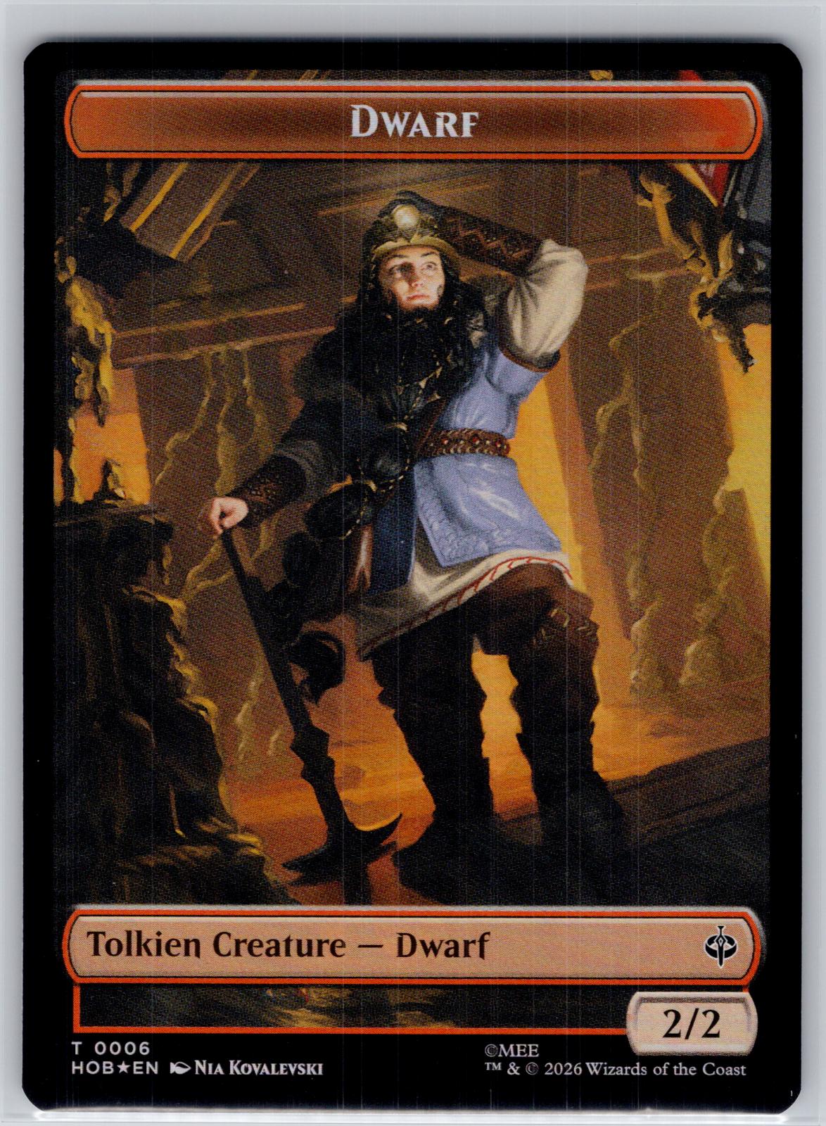 Human Soldier // Dwarf Double-Sided Token The Hobbit Magic:The Gathering Foil NM