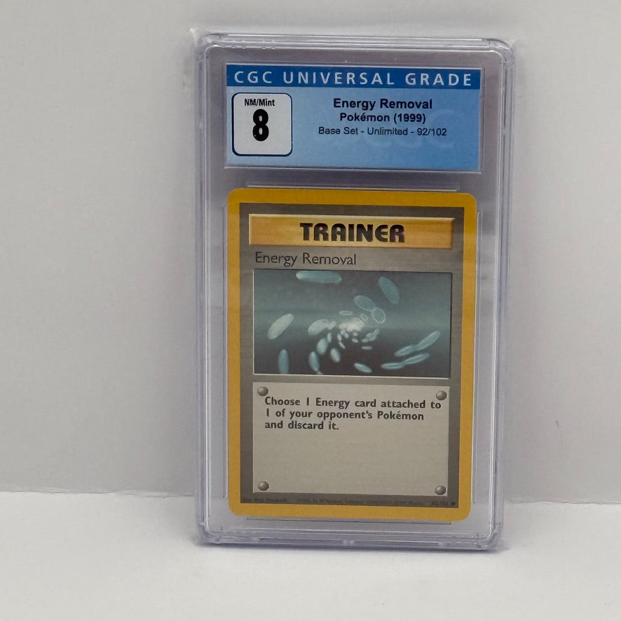 Energy Removal 1999 Pokemon Base Set Unlimited #92 CGC 8 NM/Mint