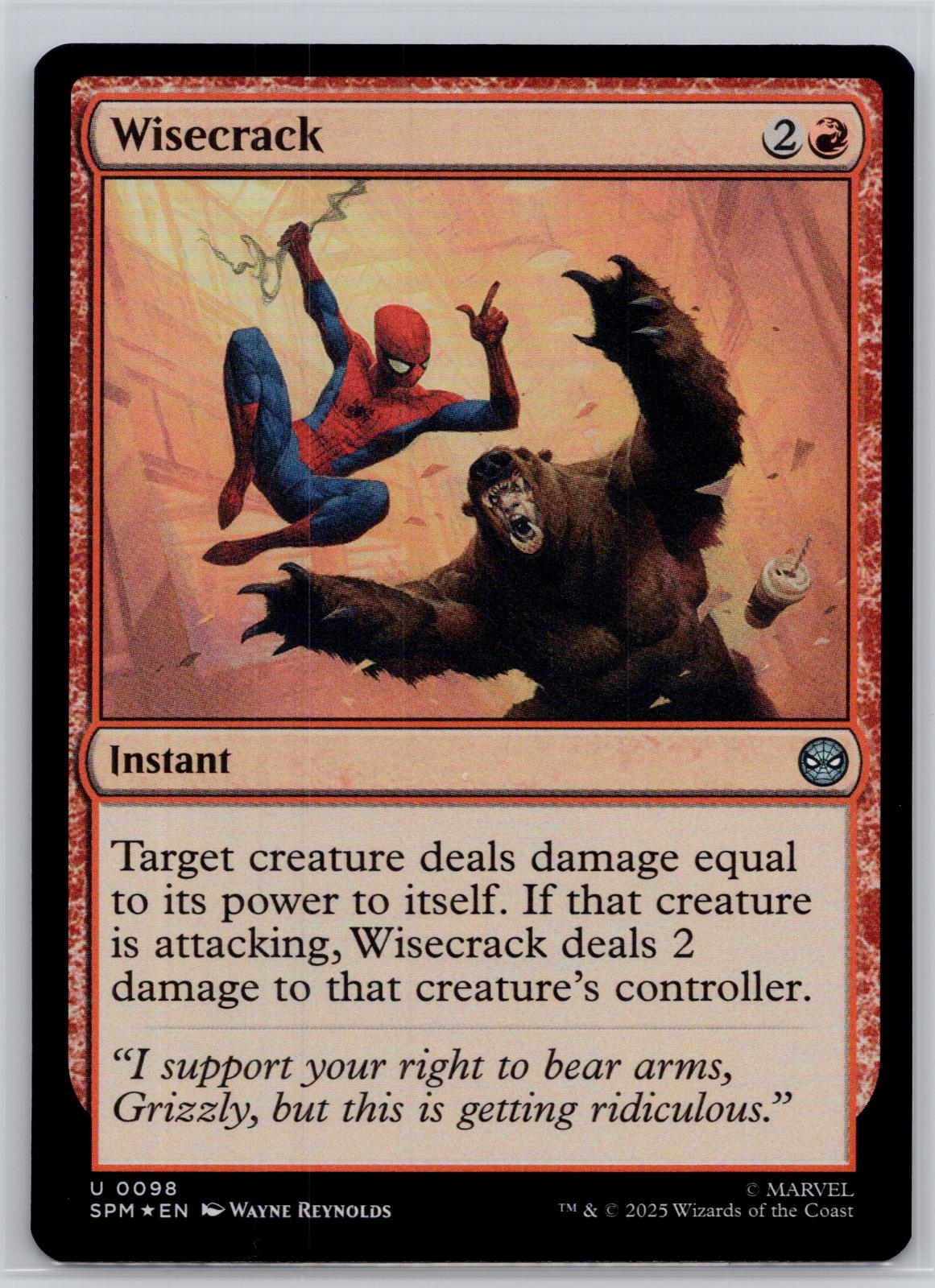 Wisecrack Marvel's Spider-Man Magic: The Gathering Foil Near Mint