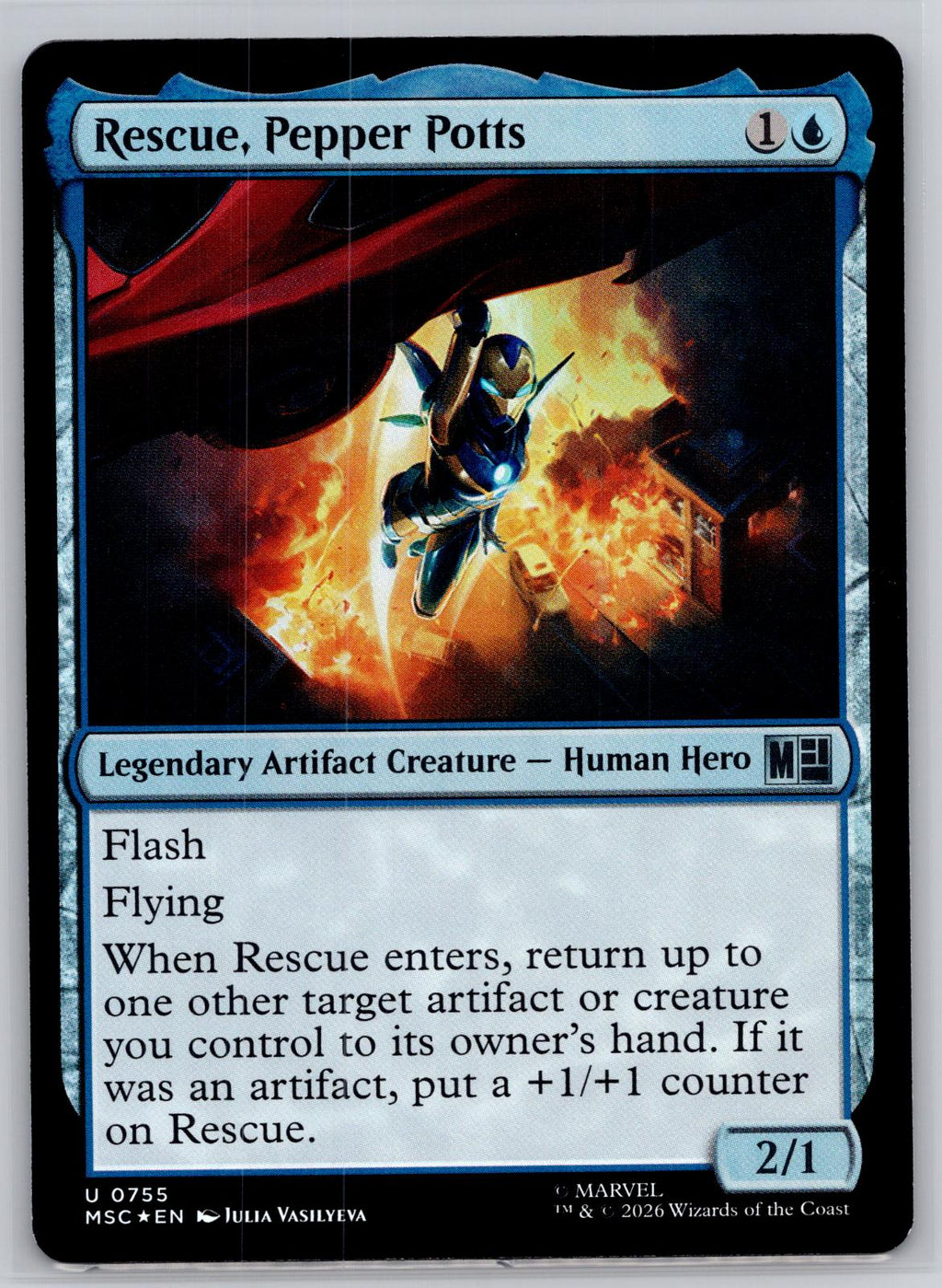 Rescue, Pepper Potts Commander: Marvel Super Heroes Magic: The Gathering Foil NM