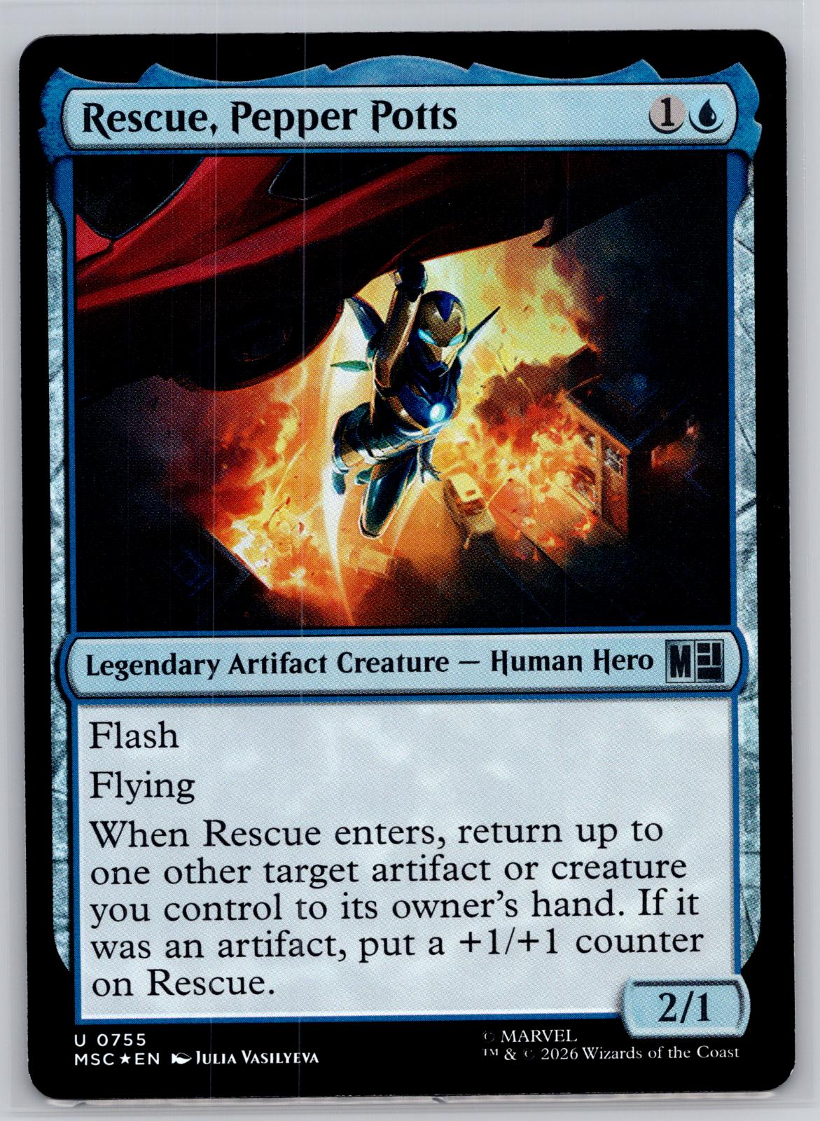 Rescue, Pepper Potts Commander: Marvel Super Heroes Magic: The Gathering Foil NM