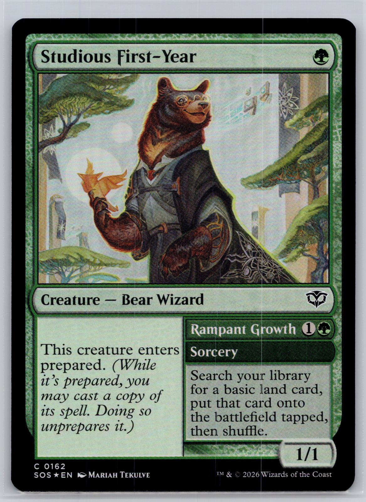 Studious First-Year Secrets of Strixhaven Magic: The Gathering Foil Near Mint