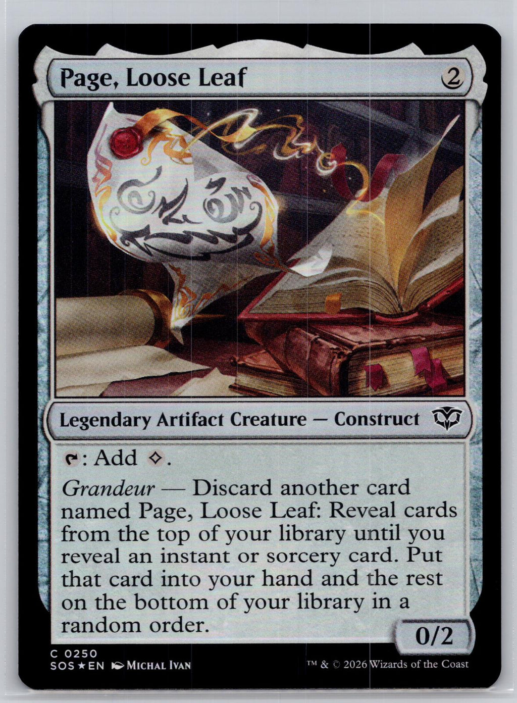 Page, Loose Leaf Secrets of Strixhaven Magic: The Gathering Foil Near Mint