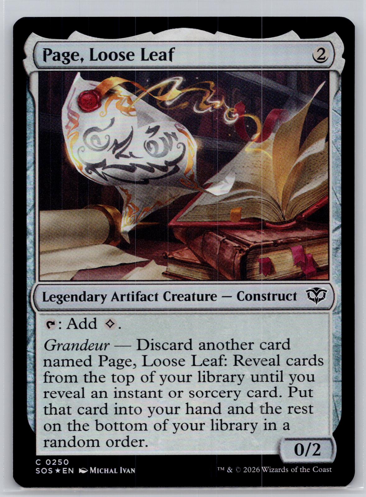 Page, Loose Leaf Secrets of Strixhaven Magic: The Gathering Foil Near Mint