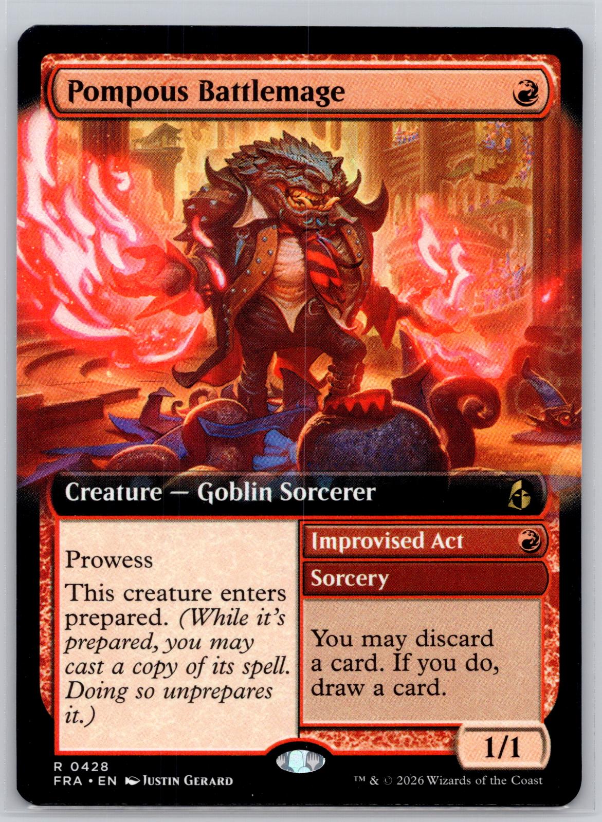 Pompous Battlemage (Extended Art) Reality Fracture Magic: The Gathering NM