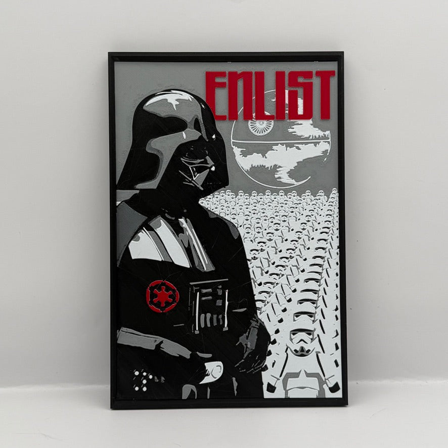 Darth Vader Enlist Filament Art - 3D Printed Star Wars Decor