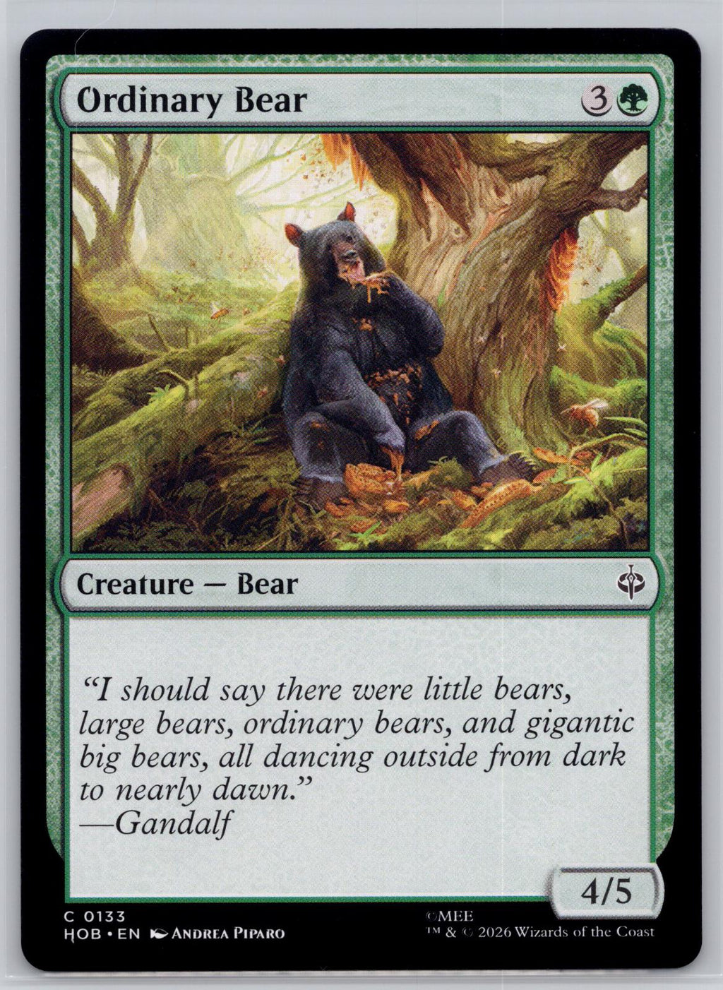 Ordinary Bear The Hobbit Magic: The Gathering Near Mint