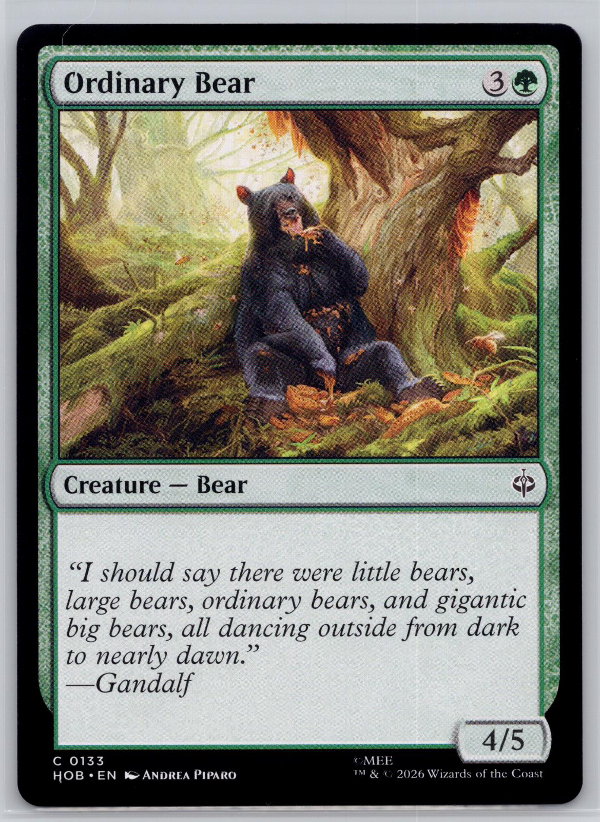 Ordinary Bear The Hobbit Magic: The Gathering Near Mint
