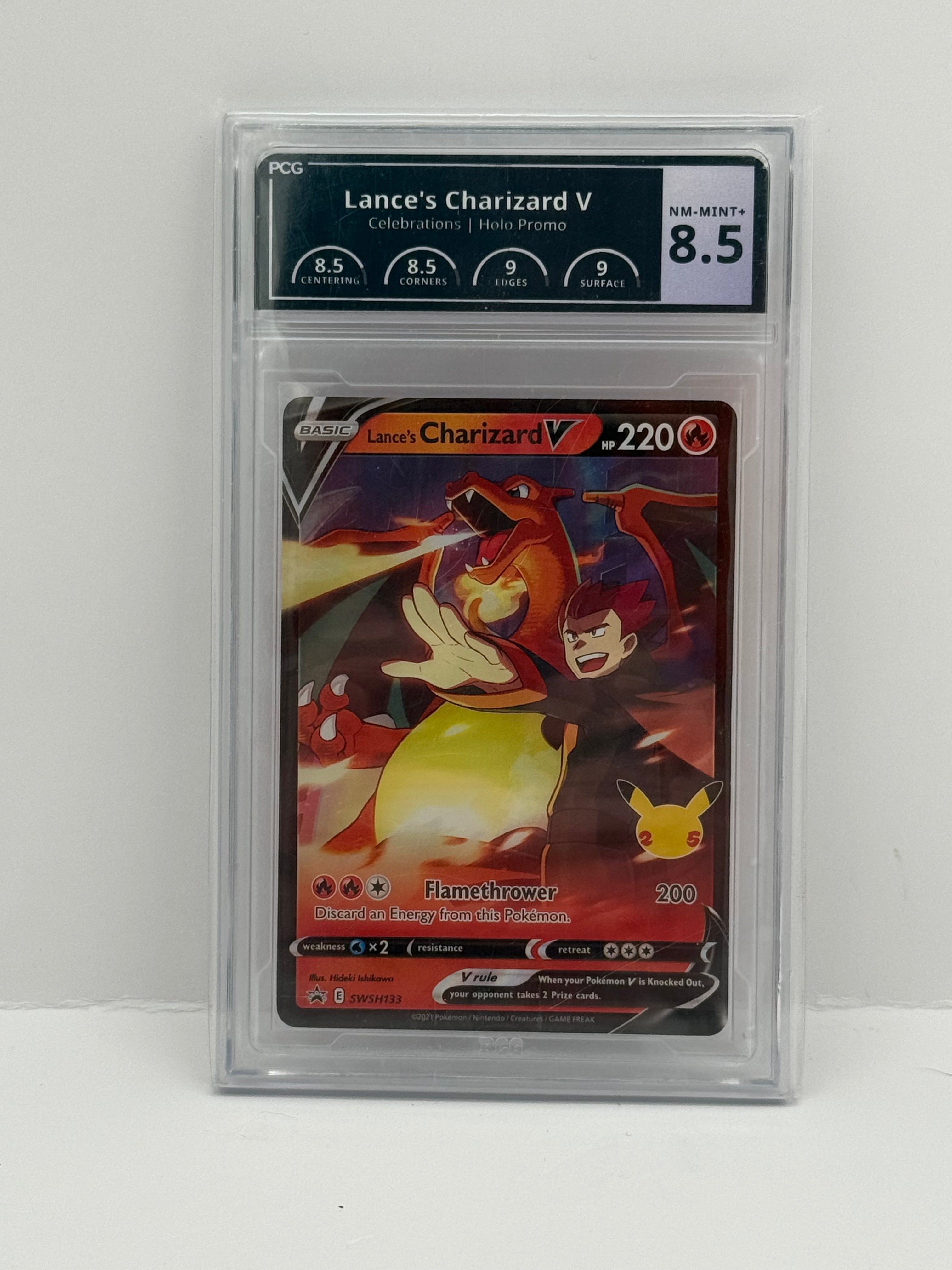 Lance's Charizard V Celebrations Holo Promo SWSH133 PCG 8.5 NM-Mint