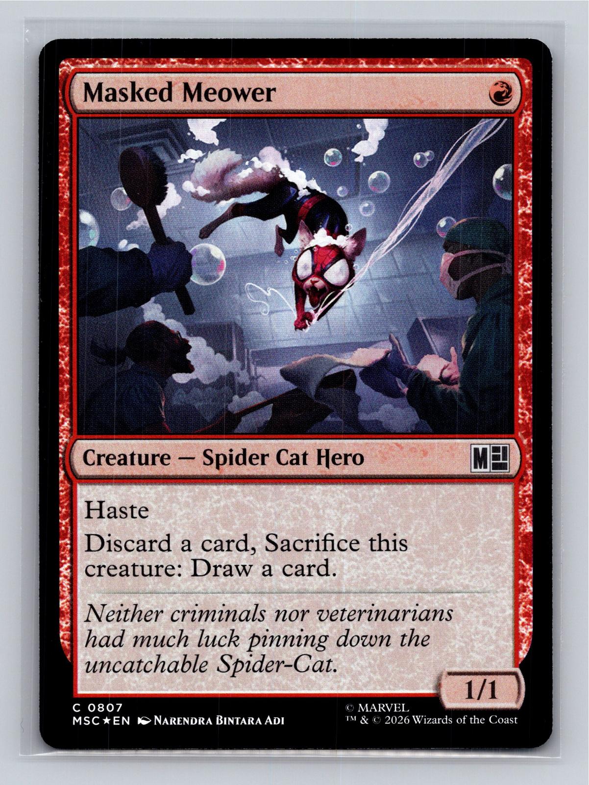 Masked Meower Commander: Marvel Super Heroes Magic: The Gathering Foil Near Mint