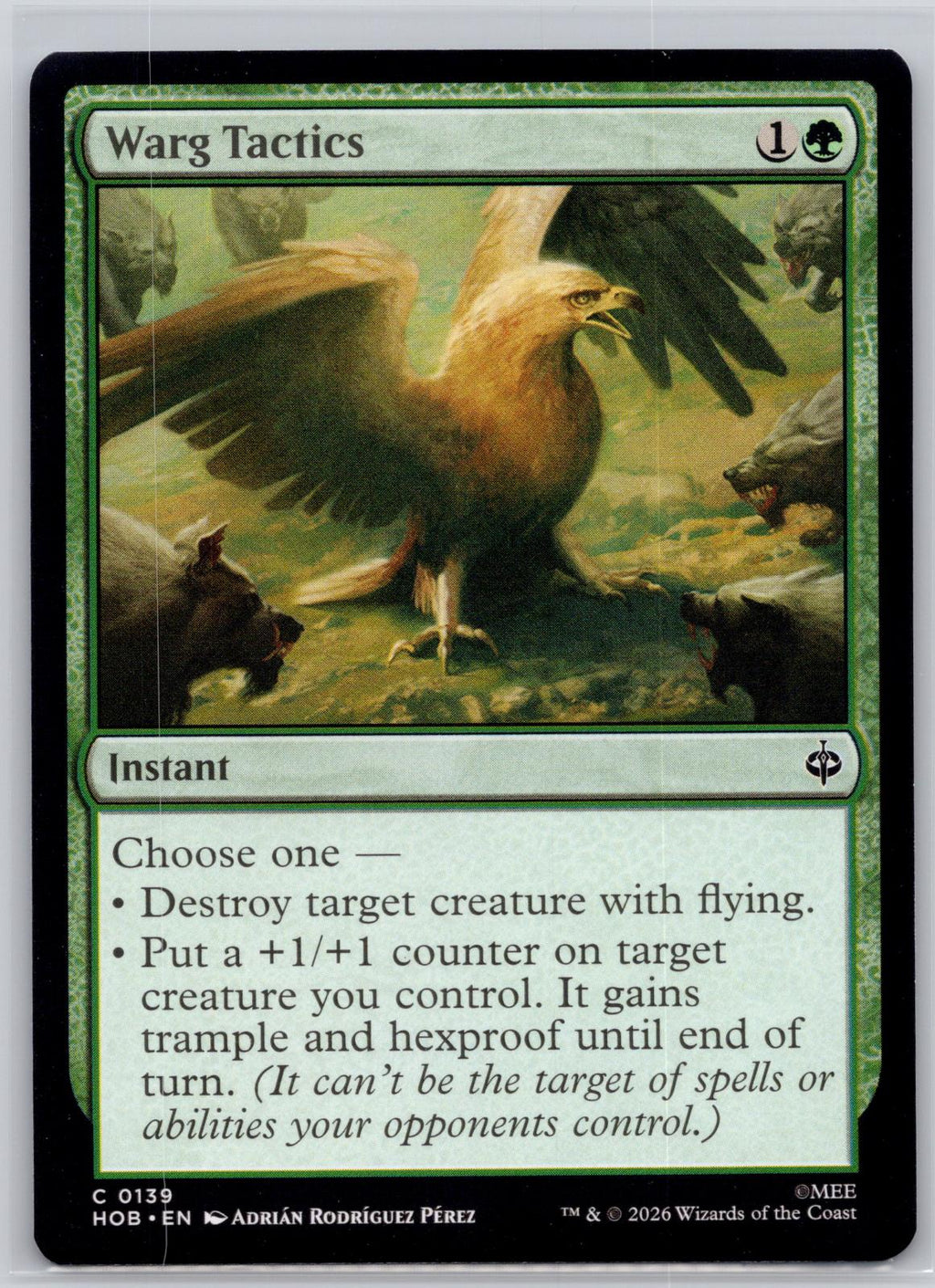Warg Tactics The Hobbit Magic: The Gathering Near Mint