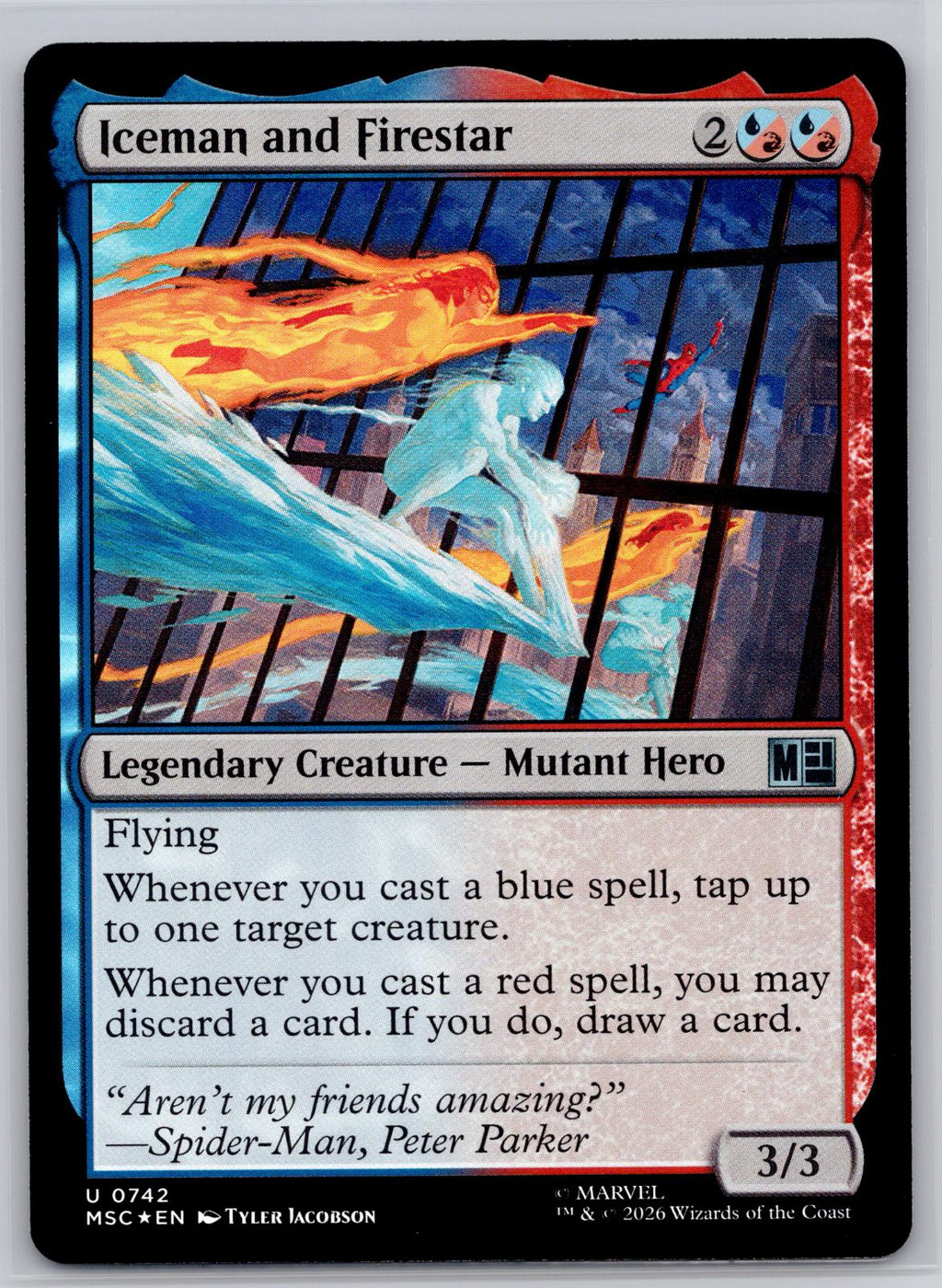 Iceman and Firestar Commander: Marvel Super Heroes Magic: The Gathering Foil NM