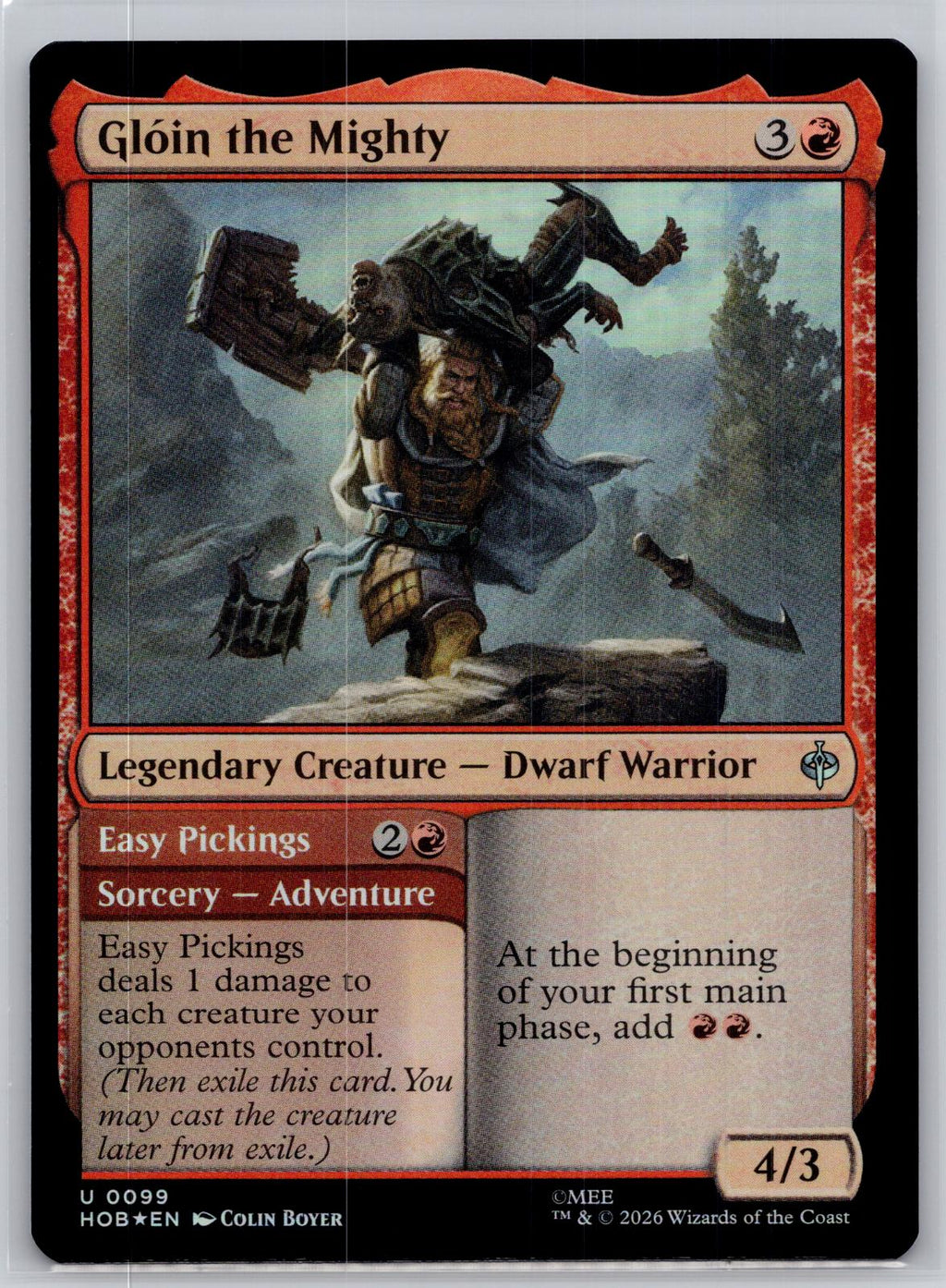 Gloin the Mighty The Hobbit Magic: The Gathering Foil Near Mint