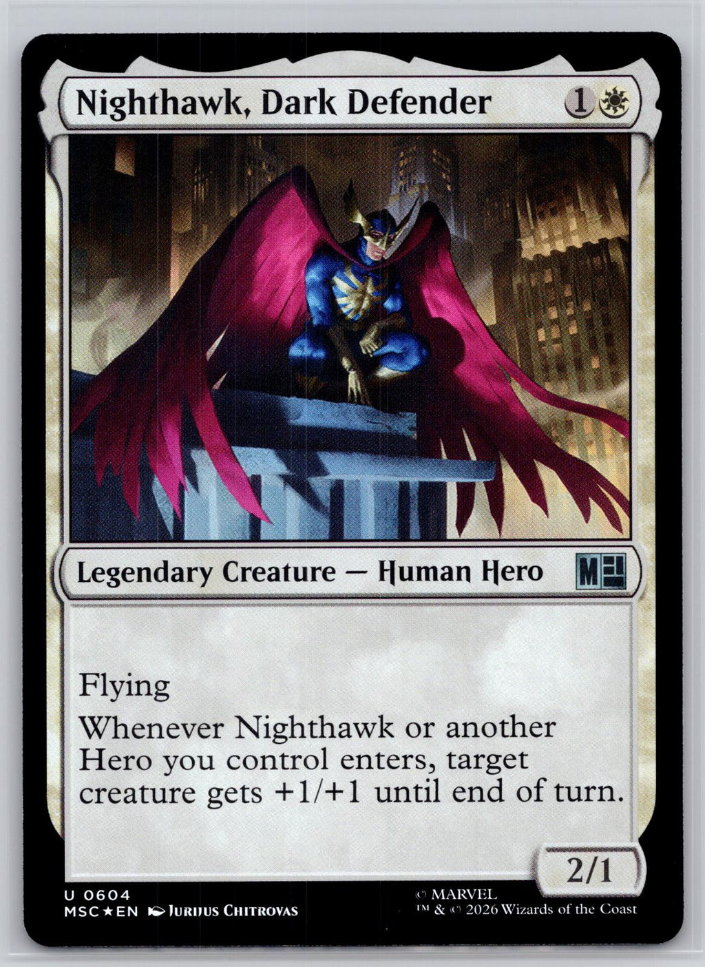 Nighthawk, Dark Defender Commander: Marvel Super Heroes M:TG Foil NM