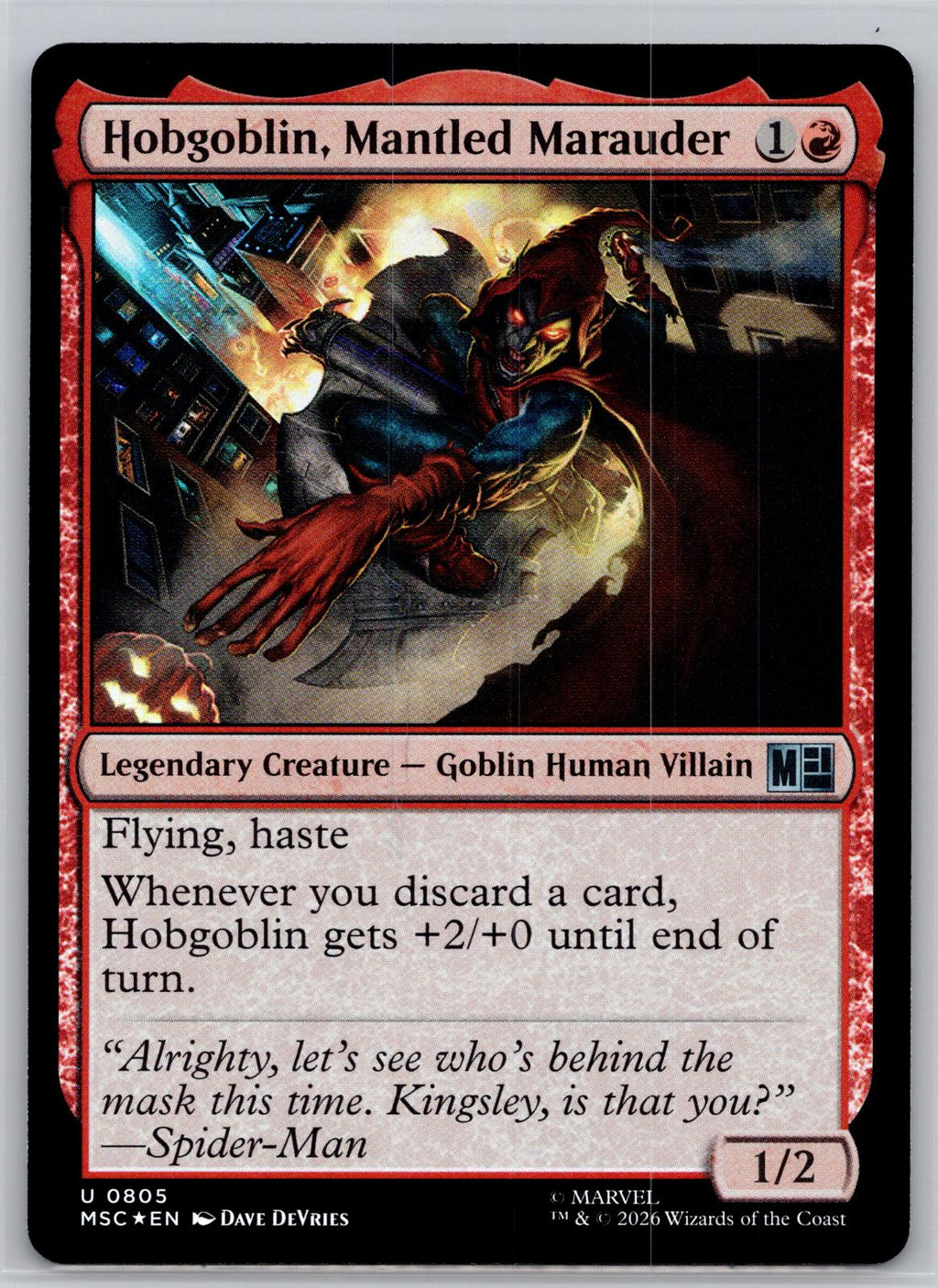 Hobgoblin, Mantled Marauder Commander: Marvel Super Heroes M:TG Foil NM