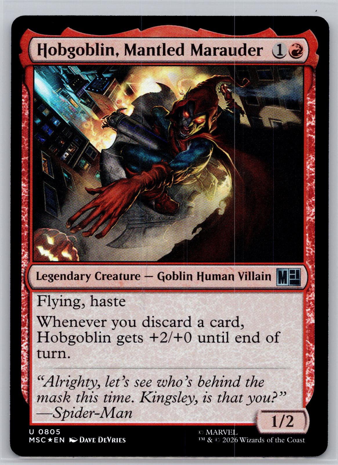 Hobgoblin, Mantled Marauder Commander: Marvel Super Heroes M:TG Foil NM