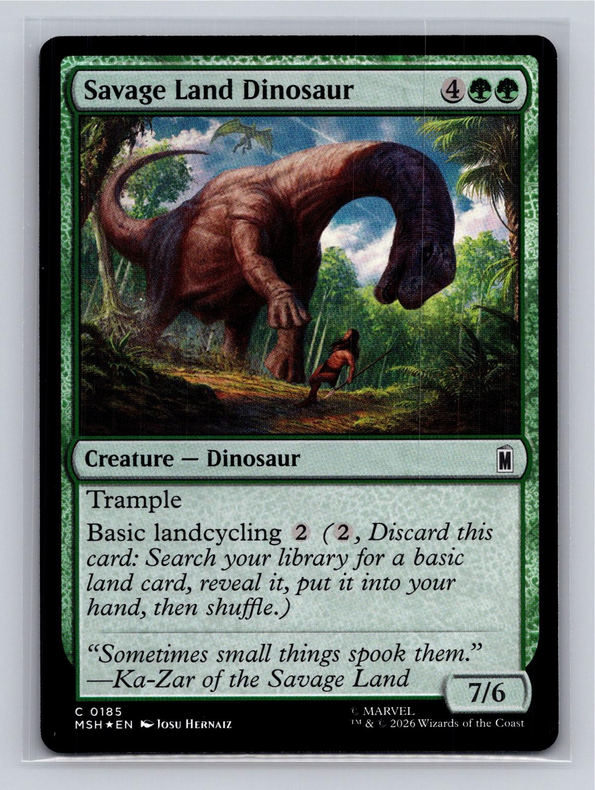 Savage Land Dinosaur Marvel Super Heroes Magic: The Gathering Foil Near Mint