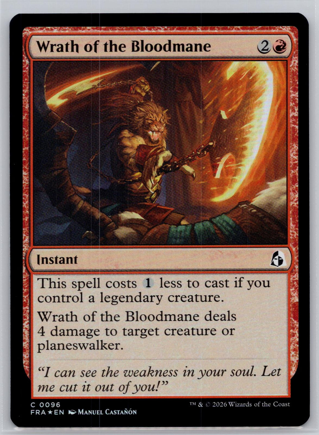 Wrath of the Bloodmane Reality Fracture Magic: The Gathering Foil Near Mint