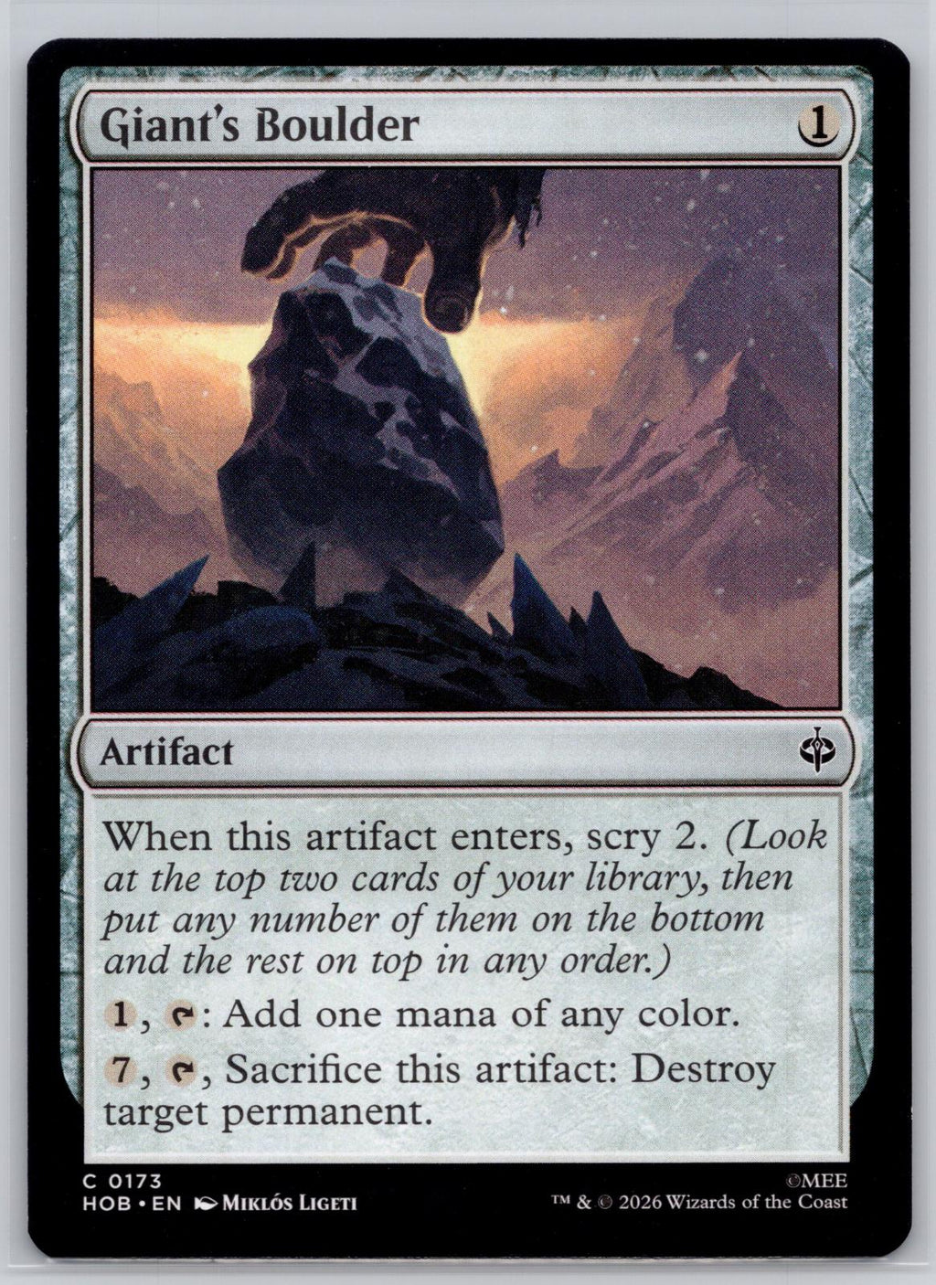 Giant's Boulder The Hobbit Magic: The Gathering Near Mint