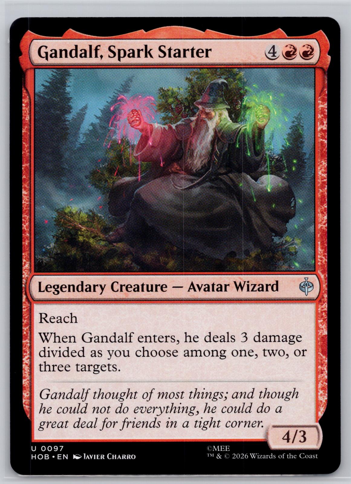 Gandalf, Spark Starter The Hobbit Magic: The Gathering Near Mint