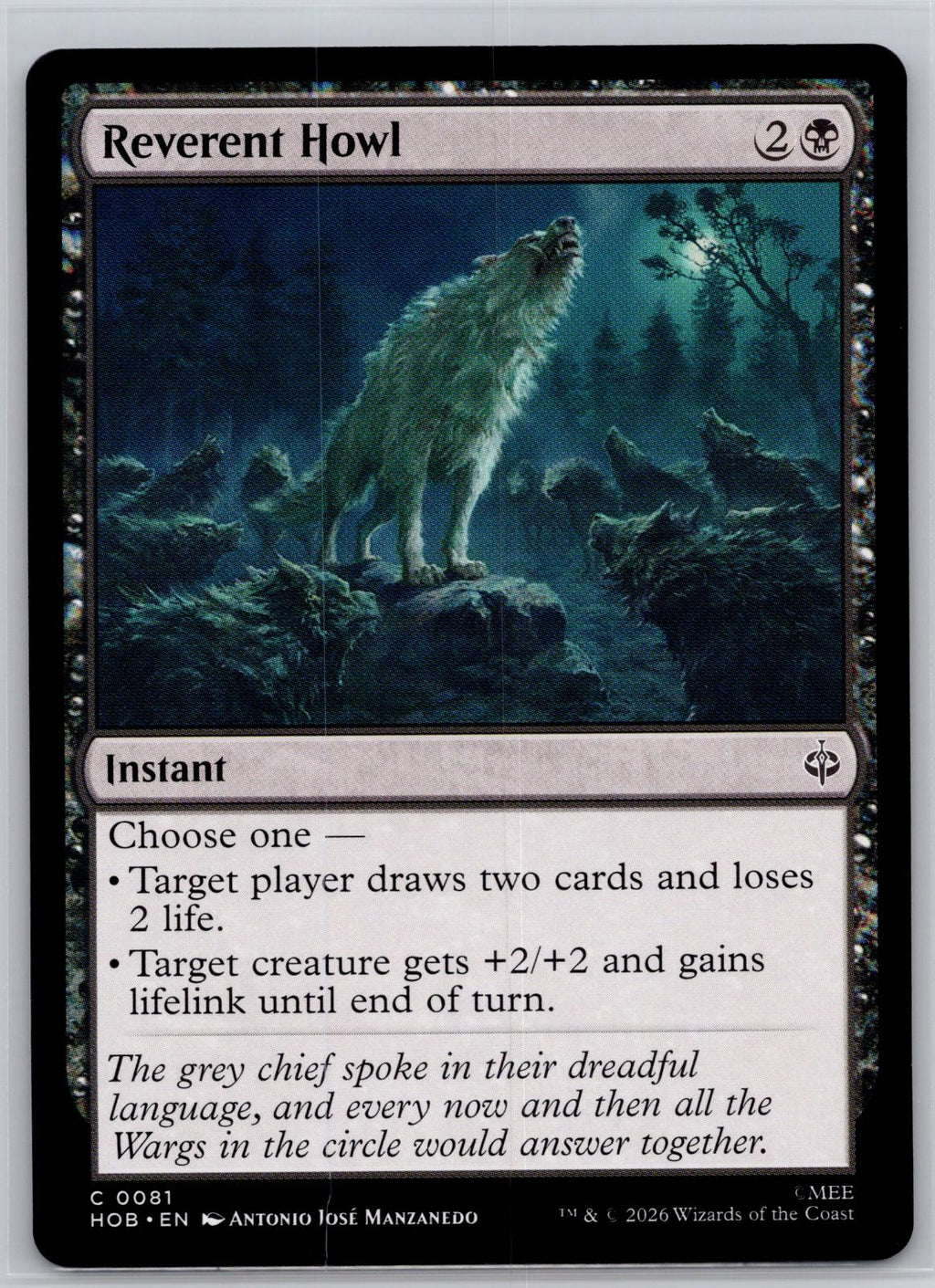 Reverent Howl The Hobbit Magic: The Gathering Near Mint