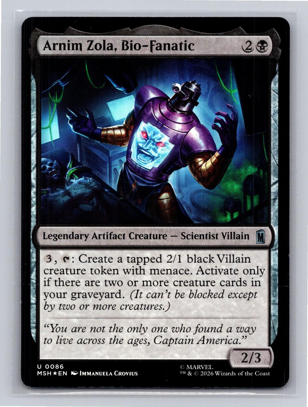 Arnim Zola, Bio-Fanatic Marvel Super Heroes Magic: The Gathering Foil Near Mint