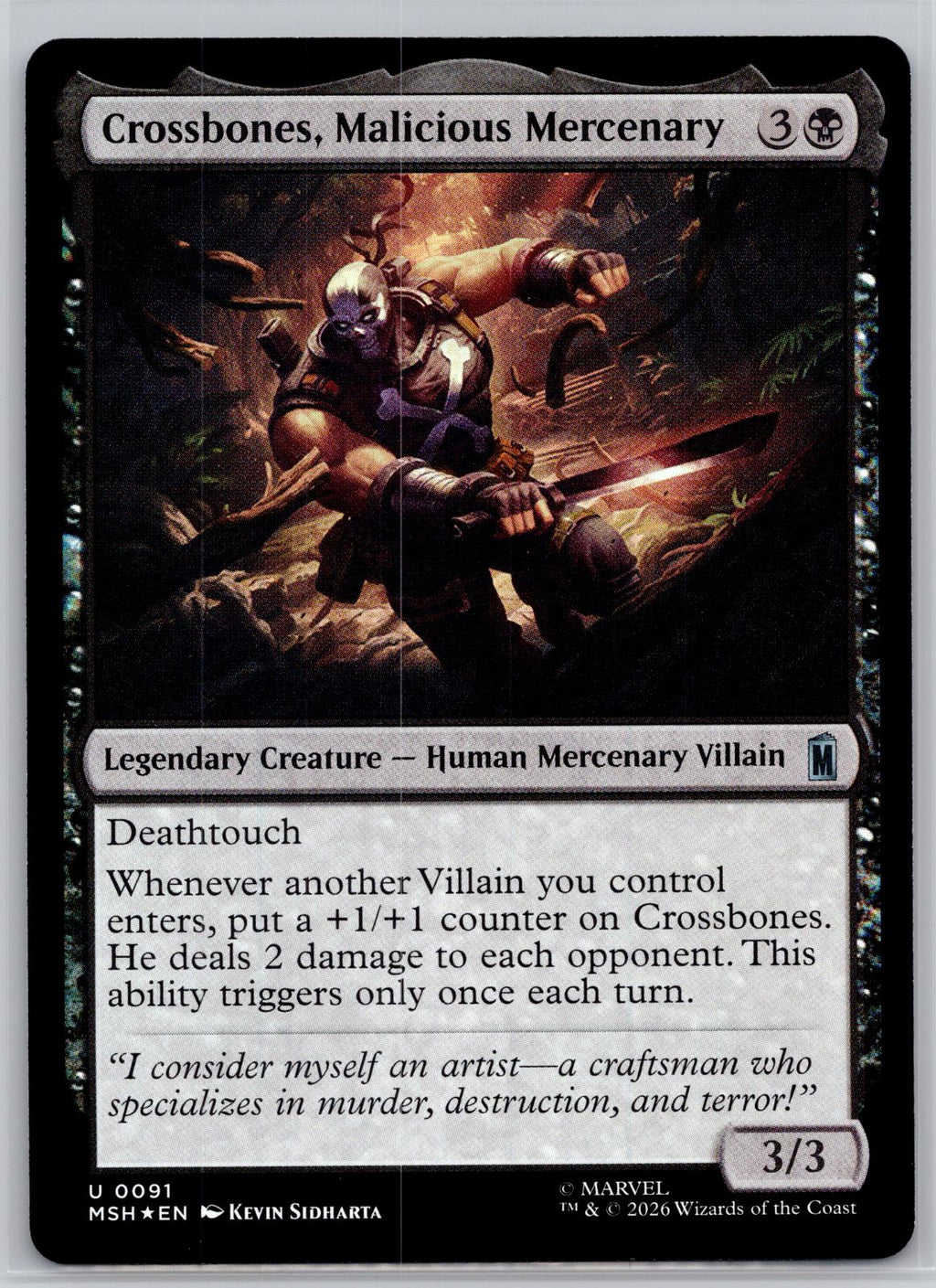 Crossbones, Malicious Mercenary Marvel Super Heroes Magic: The Gathering Foil NM