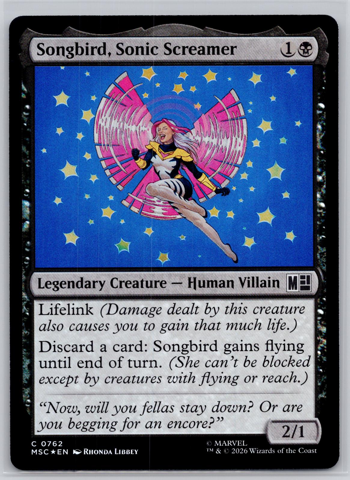 Songbird, Sonic Screamer Commander: Marvel Super Heroes M:TG Foil NM