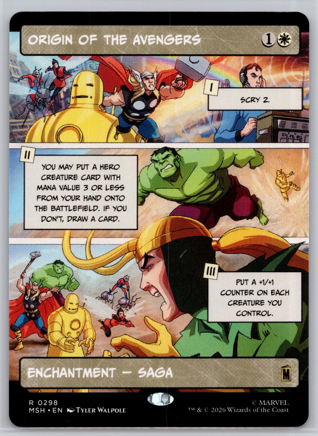 Origin of the Avengers (Borderless) Marvel Super Heroes Magic: The Gathering NM