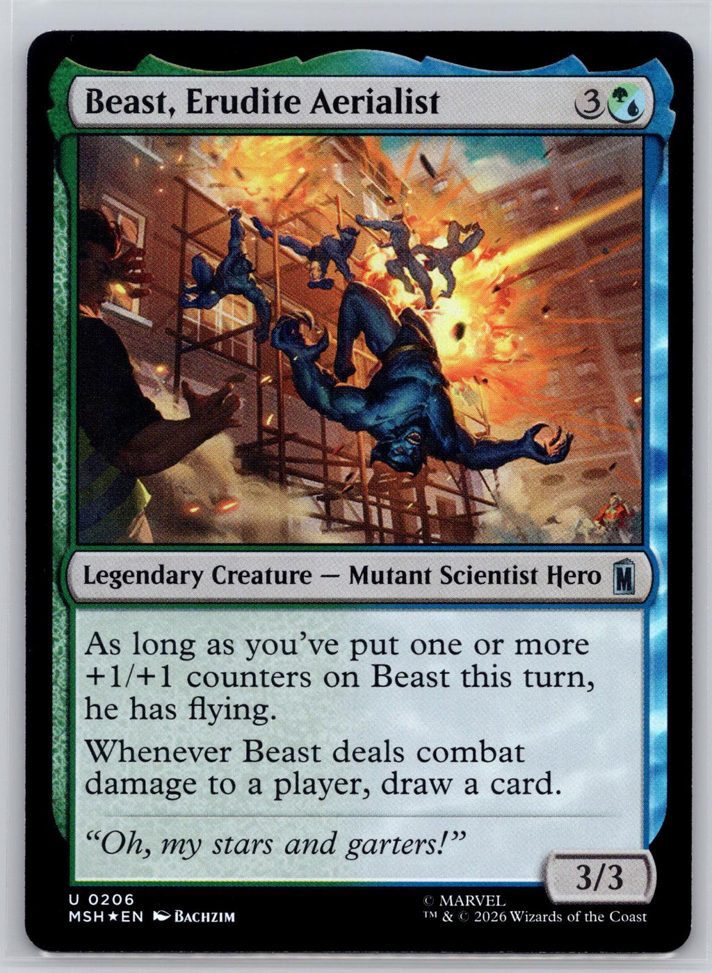 Beast, Erudite Aerialist Marvel Super Heroes Magic: The Gathering Foil Near Mint