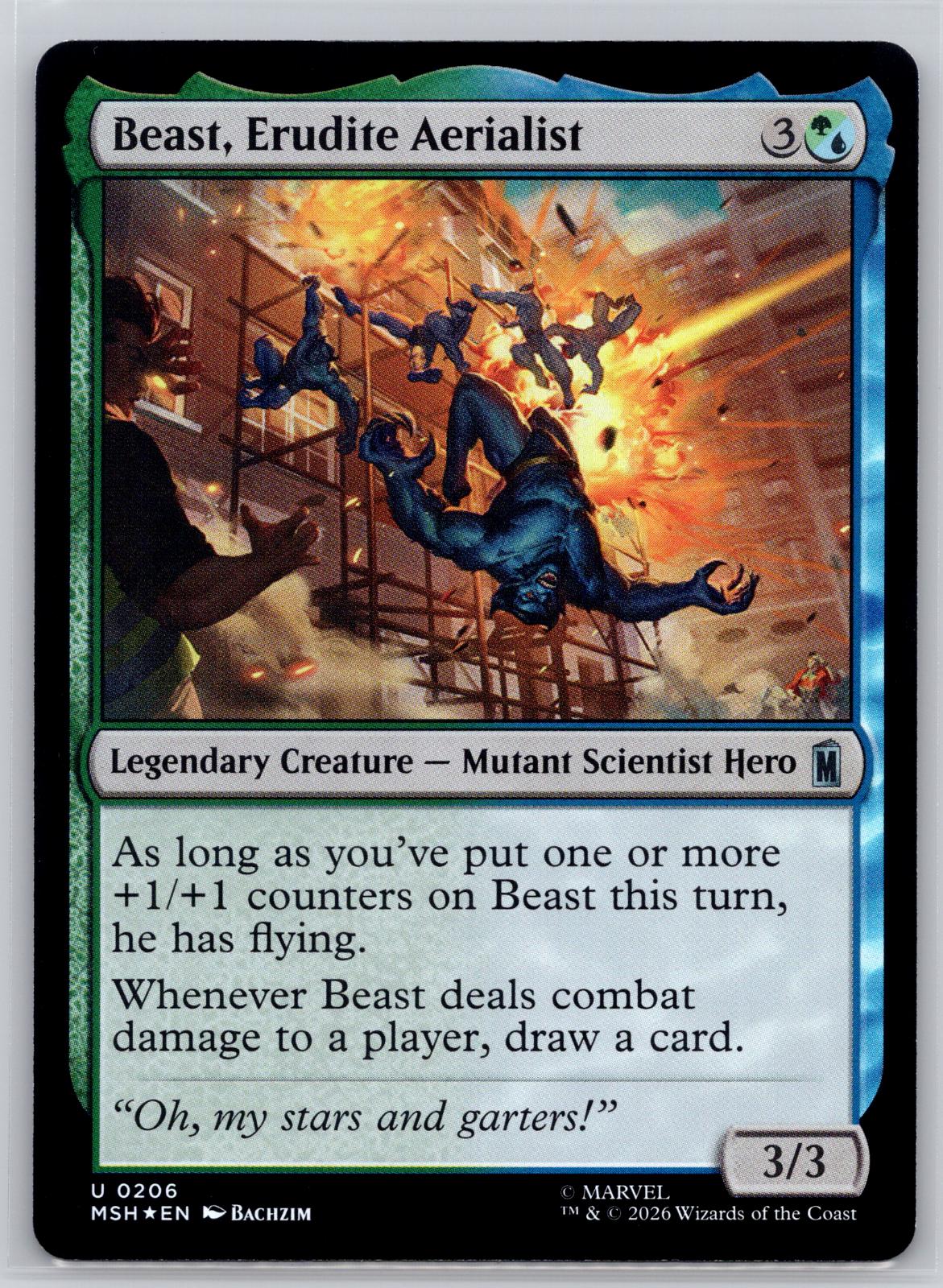 Beast, Erudite Aerialist Marvel Super Heroes Magic: The Gathering Foil Near Mint