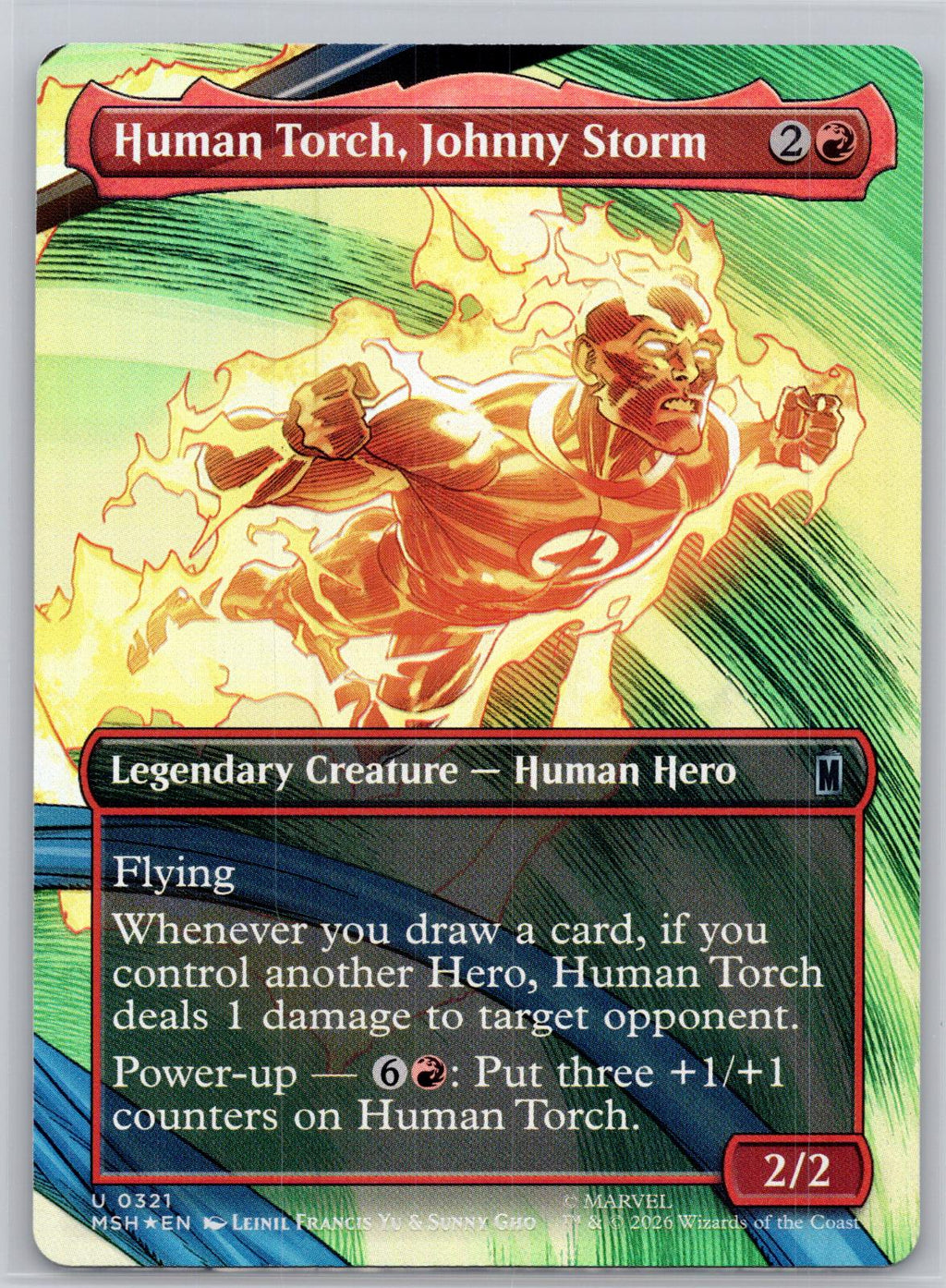 Human Torch, Johnny Storm (Borderless) Marvel Super Heroes M:TG Foil NM
