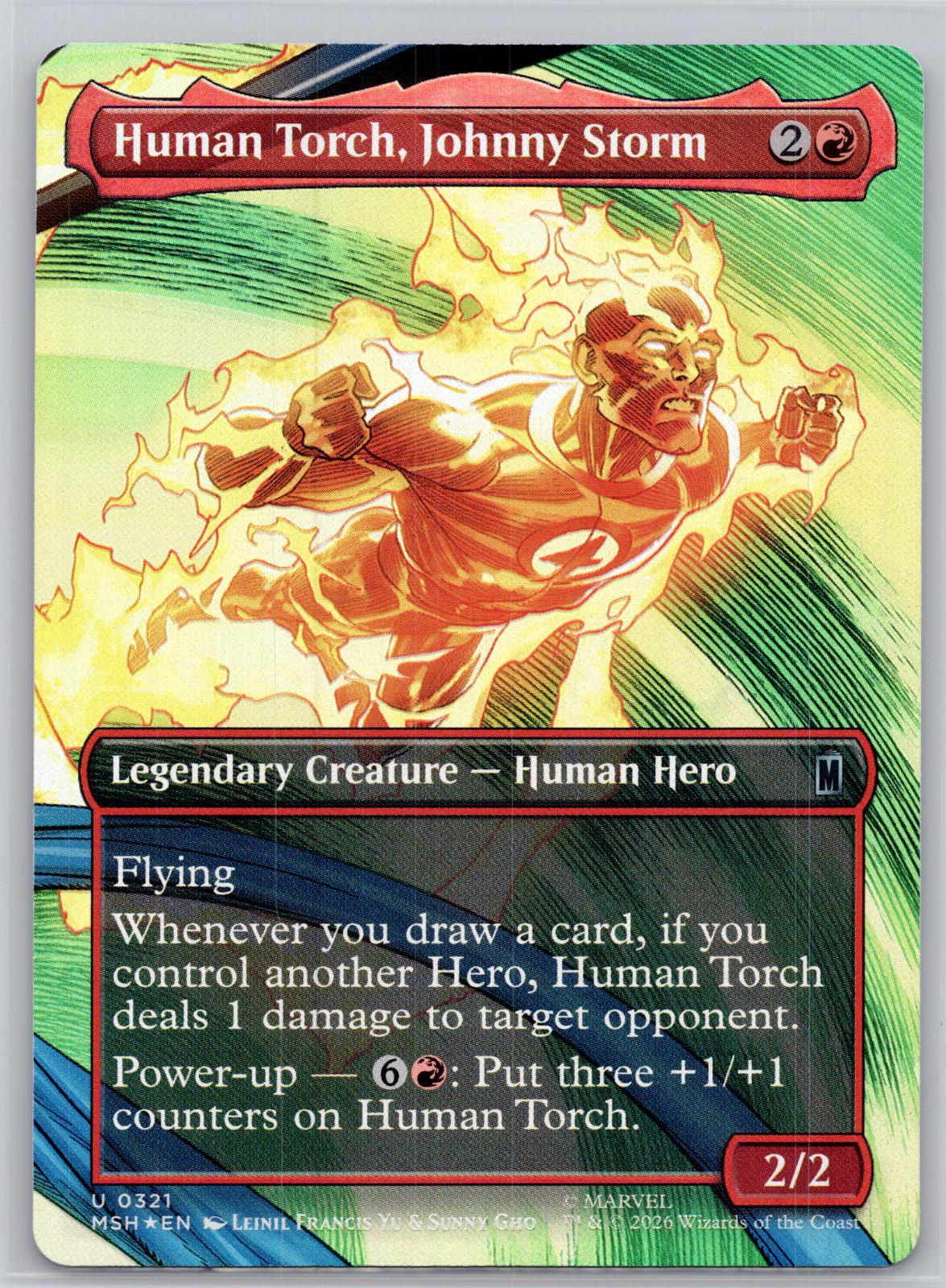 Human Torch, Johnny Storm (Borderless) Marvel Super Heroes M:TG Foil NM