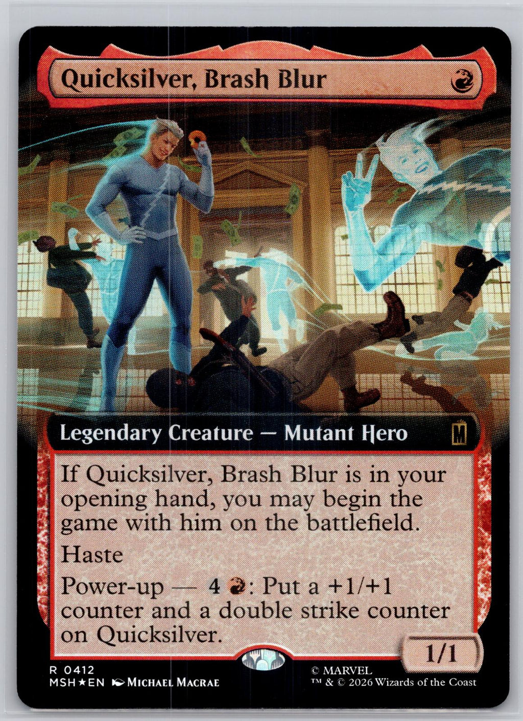 Quicksilver, Brash Blur (Extended Art) Marvel Super Heroes M:TG Foil NM
