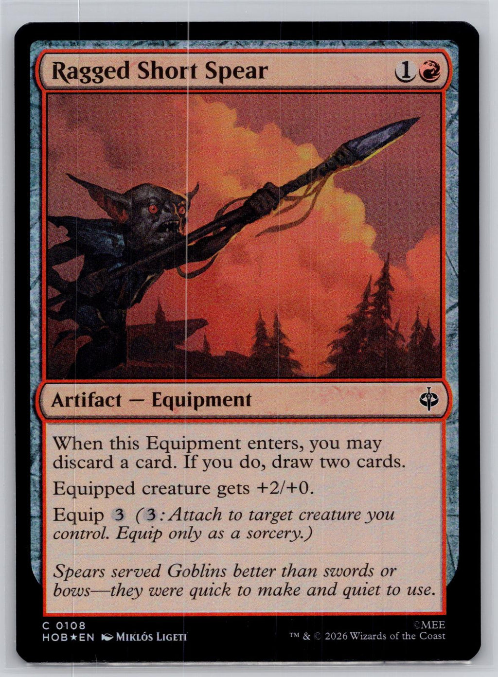 Ragged Short Spear The Hobbit Magic: The Gathering Foil Near Mint