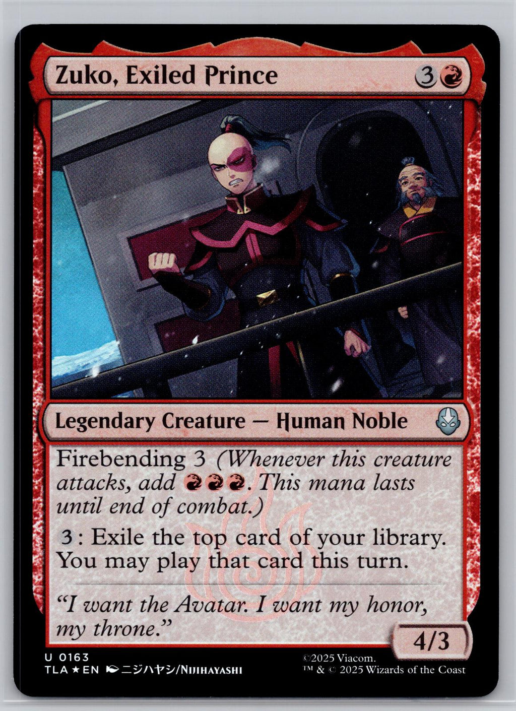 Zuko, Exiled Prince Avatar: The Last Airbender Magic: The Gathering Foil NM