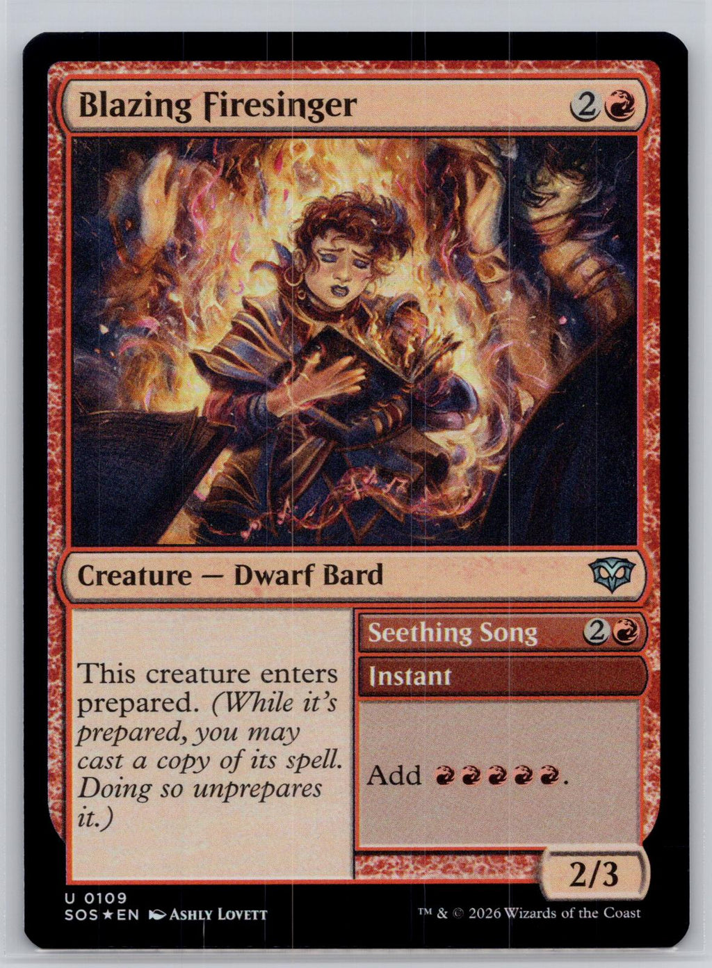Blazing Firesinger Secrets of Strixhaven Magic: The Gathering Foil Near Mint
