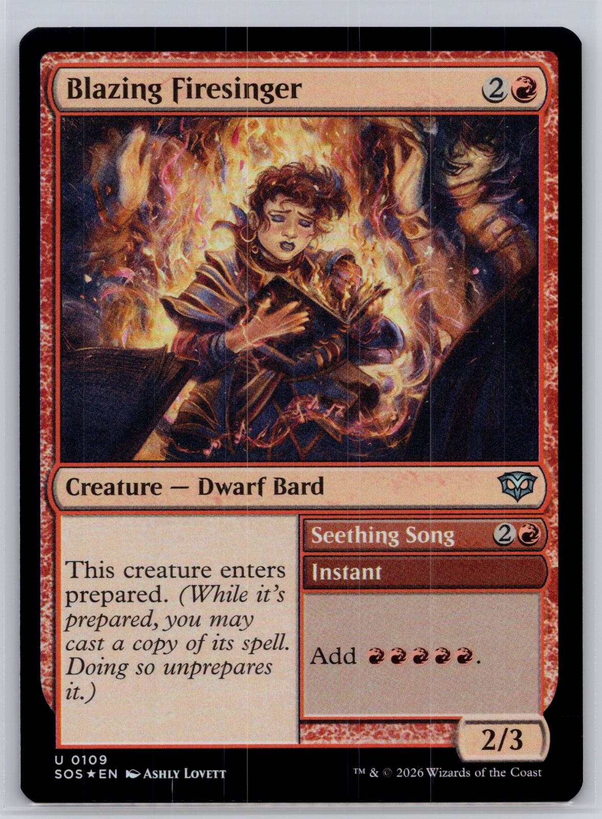 Blazing Firesinger Secrets of Strixhaven Magic: The Gathering Foil Near Mint