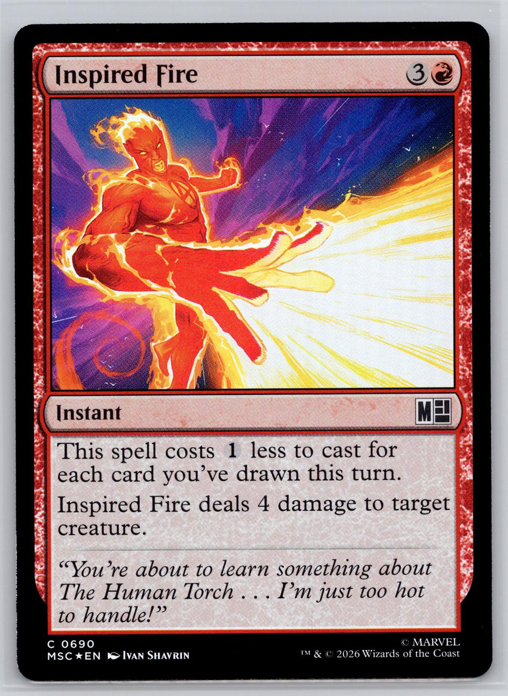 Inspired Fire Commander: Marvel Super Heroes Magic: The Gathering Foil Near Mint