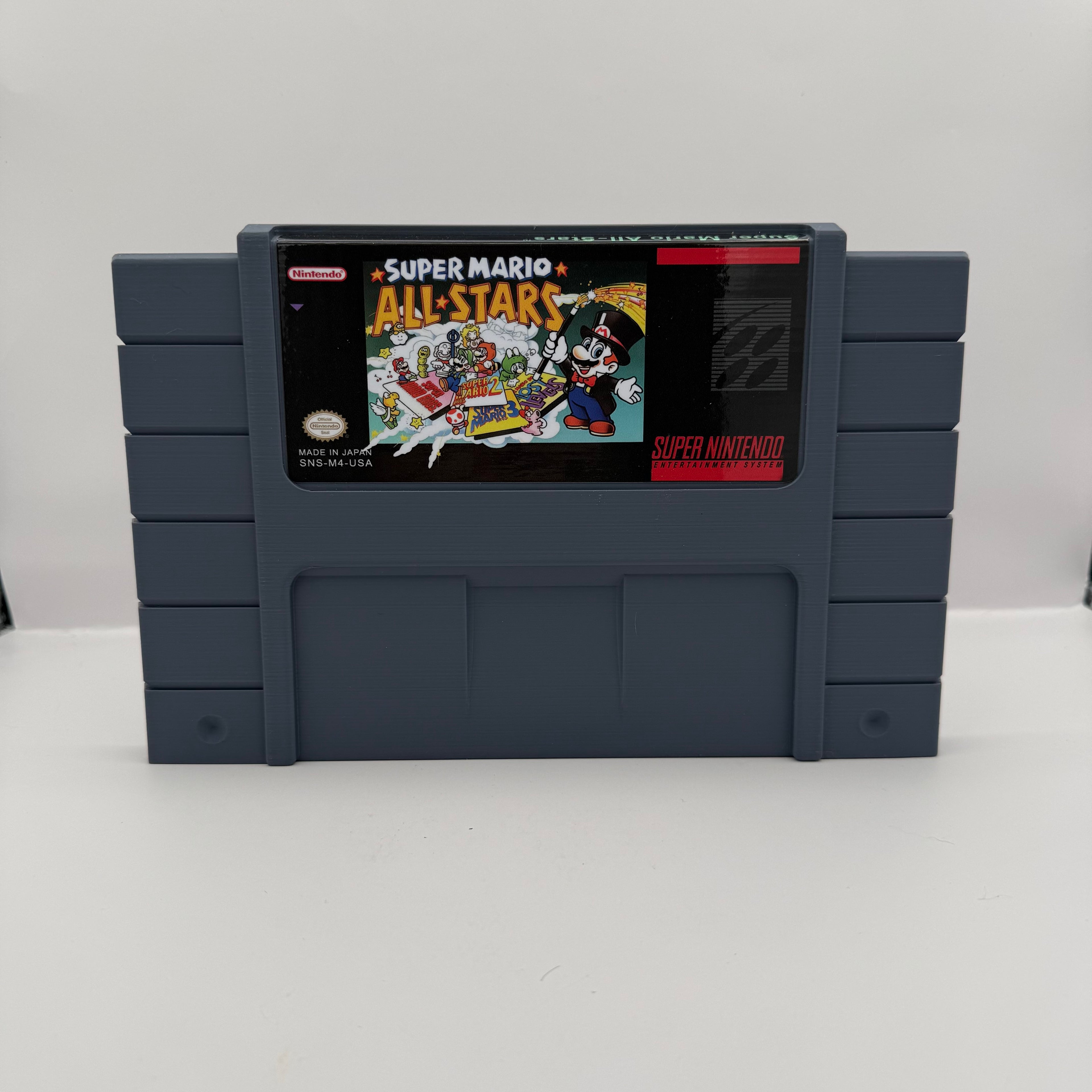 Super Mario All-Stars Giant SNES Cartridge — 3D Printed Display Piece